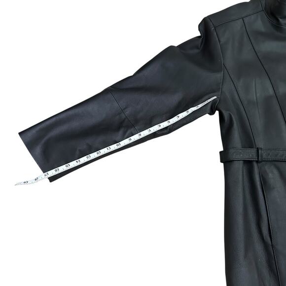 Vintage KC Collections Black Leather Jacket Women XL Belted Zip Front Moto - Picture 6 of 13